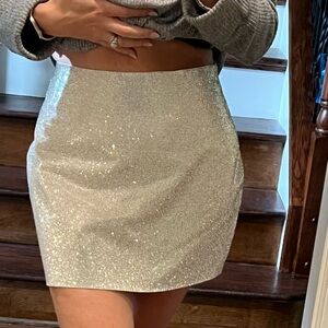 Vici Glittering Silver Rhinestone Skirt Large